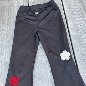 Total Girl Size 5 Black Pants with Floral Patches